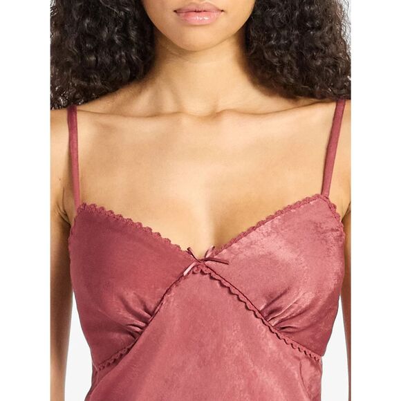 Babydoll Y2K Vibe Rose Mauve Camisole Size XL Ginger Cami Top Lace Trim Bow NWT - Picture 2 of 10